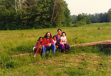 The Ananda family on the land in 1987